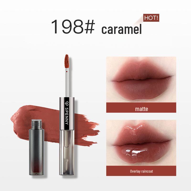Shapeni Double-Ended Mirror Lip Gloss & Plump Lip Mud - Long-lasting, Non-Staining, Ideal for Students, Asian Makeup.