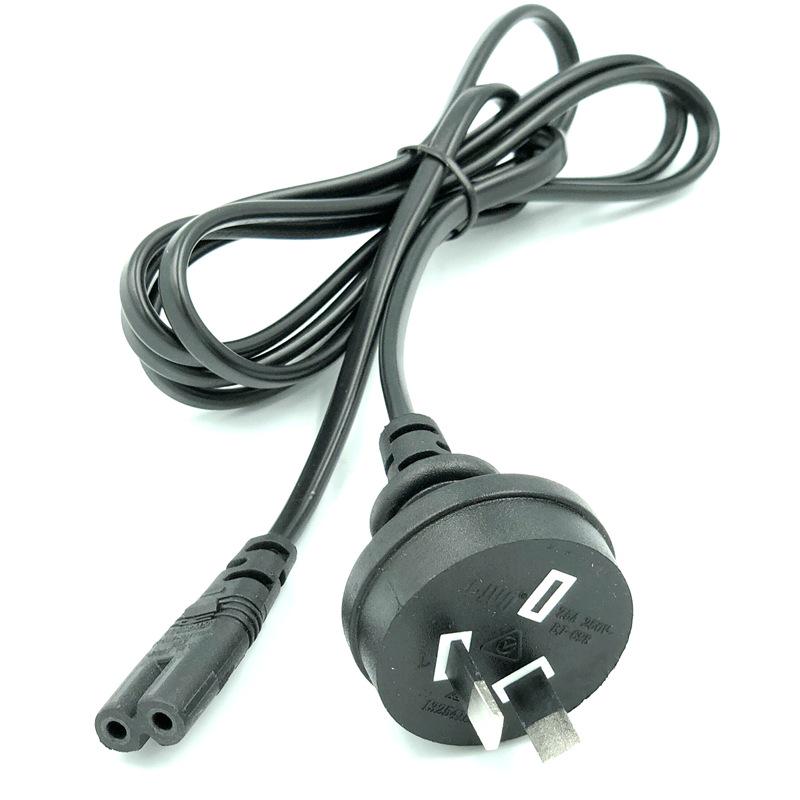 Australian 3-Core L-Shaped Clover Tail Power Cord, SAA Approved, 90-Degree Three-Pin Plug
