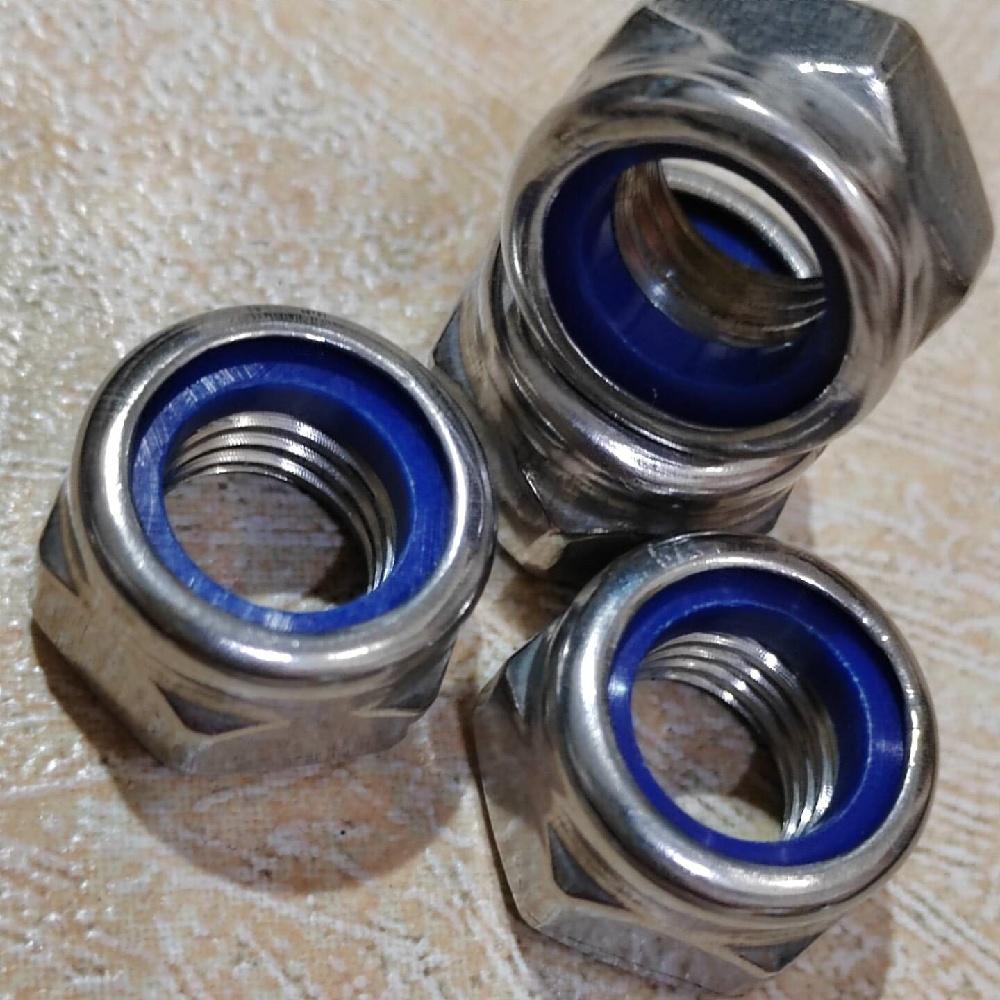 10Pcs 304 Stainless Steel Nylon Insert Lock Nuts, Metric Hex Self Locking Anti-Vibration Nuts For Furniture Machinery Repair Hardware