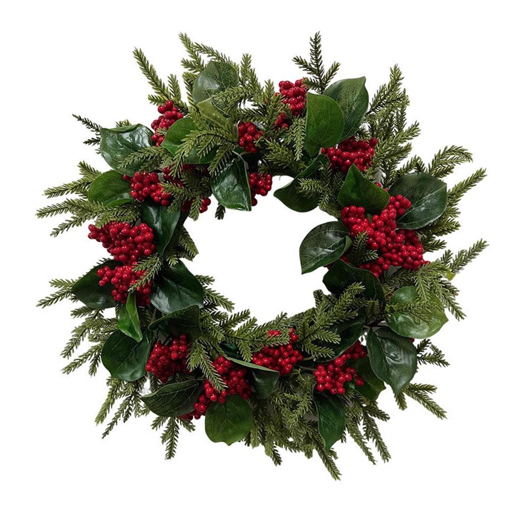 Christmas Wreath Front Door Wreath with Red Berries Home Decoration Winter Wreath for New Year Festival Wedding Indoor Farmhouse
