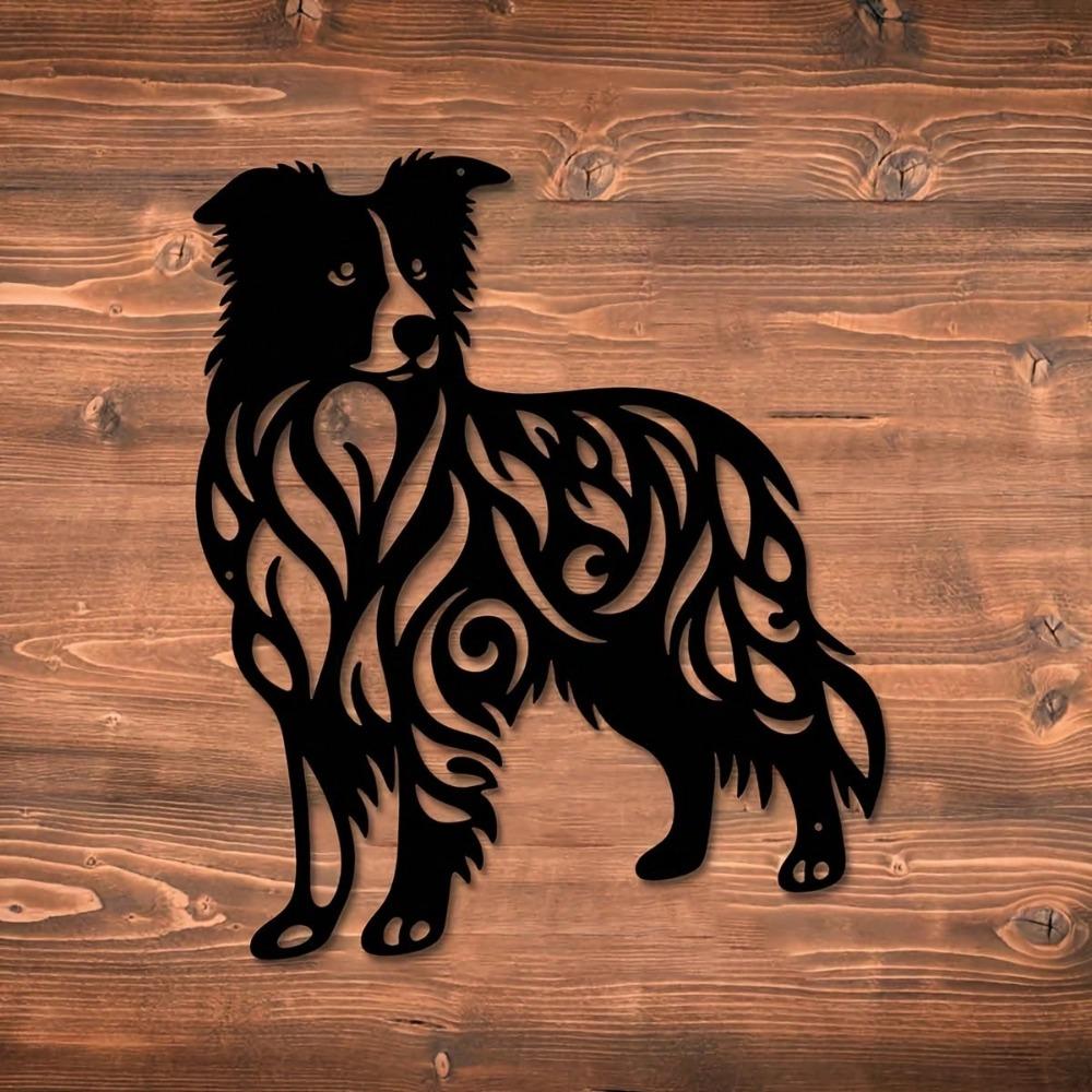 German Shepherd Metal Wall Art Black and White Indoor Outdoor Decor with Base Dog Lover Gift Garden Patio Home Decor Iron Craft