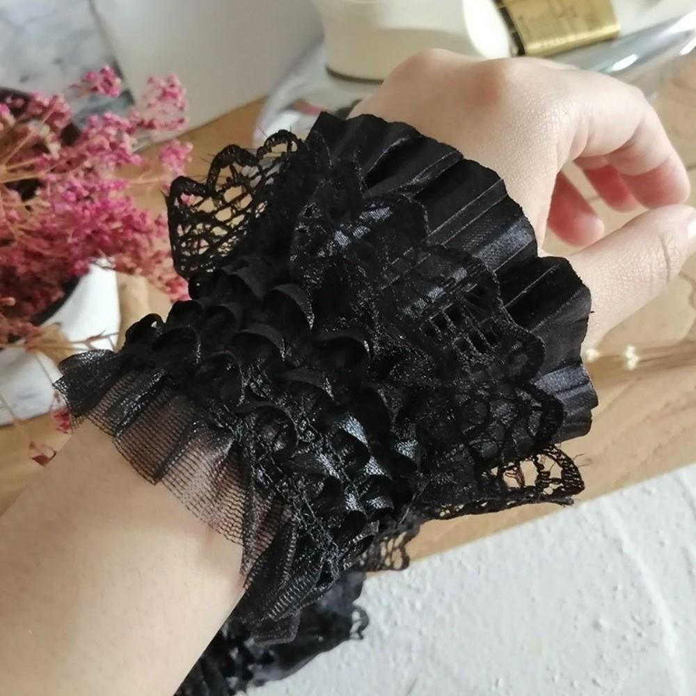 Vintage White Black Embroidery Lace Ruffle Trim Elastic Lace Fabric DIY Stretch Lace DIY Crafts