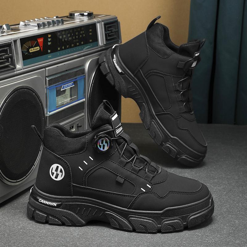 Męskie Wysokiej Jakości Krótkie Buty 2025 Nowy Styl Guzik Projektant Męskie Buty Robocze Outdoor Wszechstronne Modne Casualowe Buty na Platformie