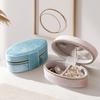 Oval Shape Oval Velvet Jewelry Box Divided Compartments Travel Jewelry Case Gift for Women