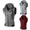 Fashion Outdoor Men's Sleeveless Zipper Tank Top Joggers Vest Hooded Waistcoat Sleeveless Hoodies 3 Colors