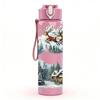1PC Winter Cabin Snow House Scene Print 750ml Color Plastic Sports Water Bottle Leakproof Flip Straw Lid Suitable for Sports Office Home Use