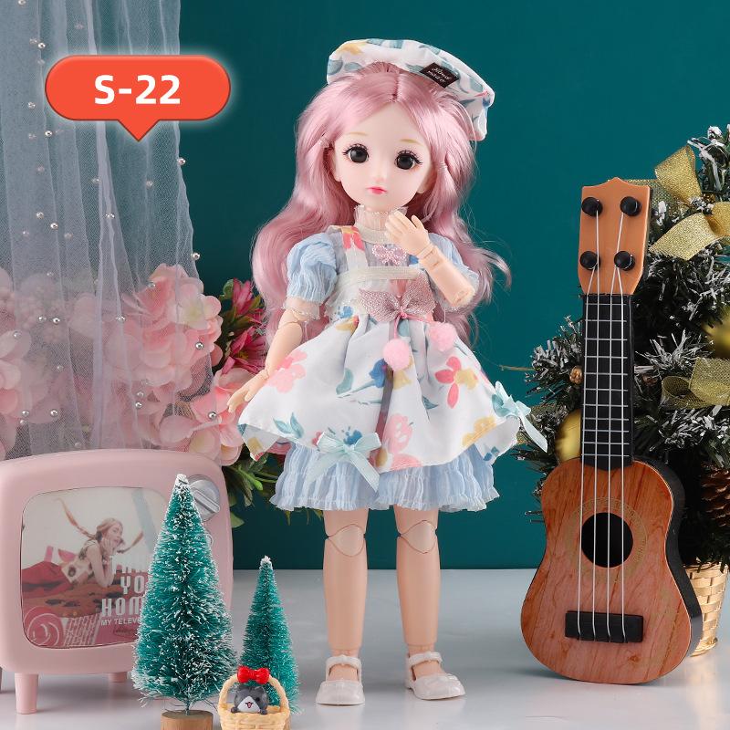 30CM Mini Movable 23Jointed Doll Girls Toy 3D Big Eyes BJD Princess Full Outfits Dresses Collection Childrens Doll Gift