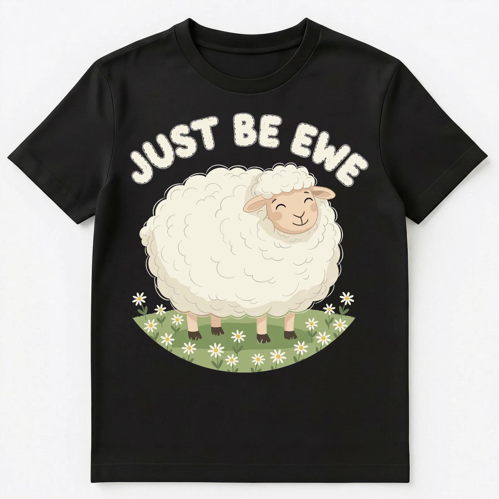 Just Believe Motivational Sheep Artwork Pun Unisex T-Shirt L