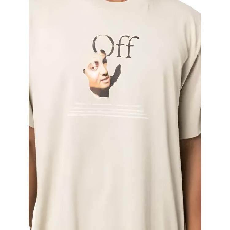 OFF WHITE Dinosaur Series T Shirts Men's Brown Crew Neck Moderate OMAA038F21JER0071784