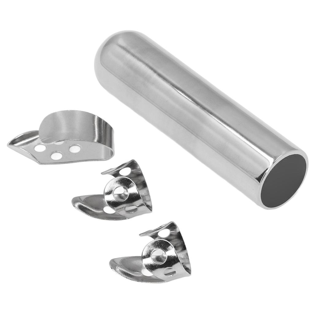 Guitar Slide Tone Bar Stainless Steel Solid Guitar Slide with Thumb and Finger Picks for Lap Steel H