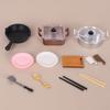 1/12 Scale Miniature Cookware Set Including Hot Pot Frying Pan Cover For Dollhouses Kitchen Accessories