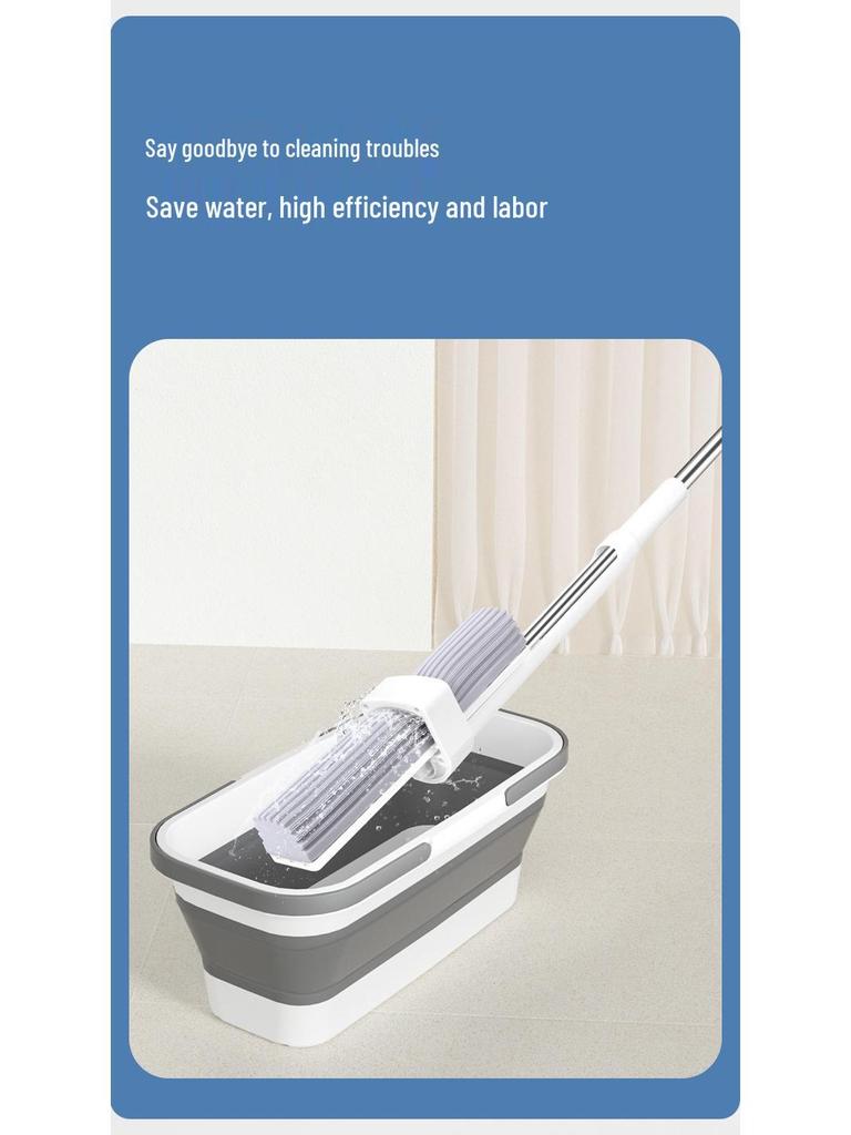 Multifunctional Silicone Folding Mop Bucket - Portable Rectangular Design