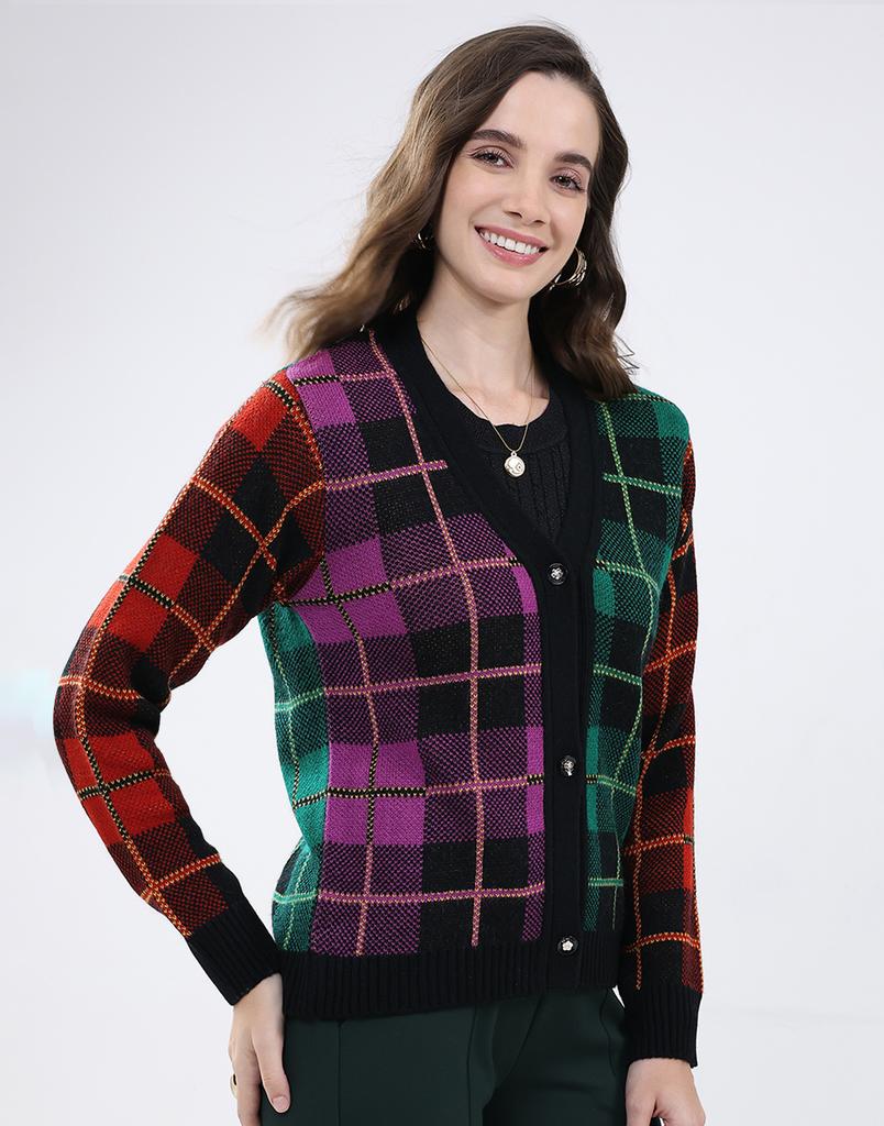 MONTE CARLO Women's V Neck Full Sleeve Cardigan