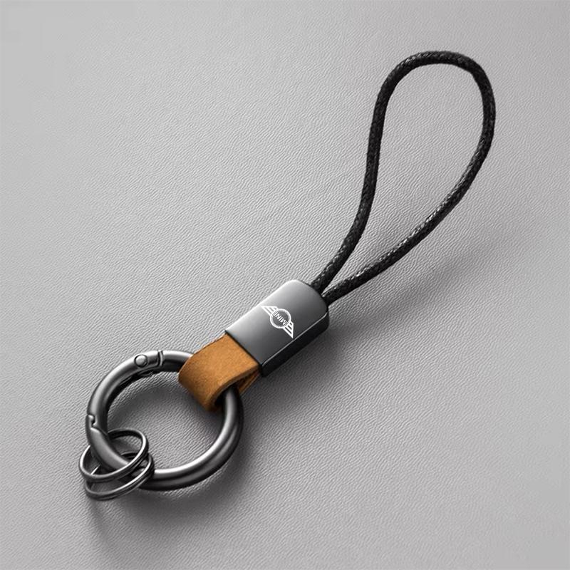 Man Women Leather Rope Keyring Key Chain Ring Car Logo Keychain For BMW Mini Cooper Countryman Clubman R55 R56 R60 F54 F55 F56 kycp51