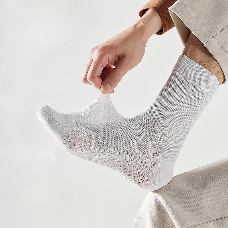 Pure Cotton Mid-tube Socks, Anti-odor and Antibacterial Socks, Sweat-absorbing, Men's Summer Business Casual Sports Mesh, Spring and Autumn Styles