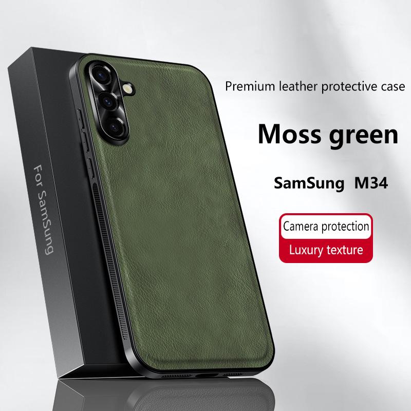 For Samsung M34 5G Case Magnetic Elegant Leather Wear-Resistant Lens Fully Covered Non-Slip Grip Edge Cover Shell