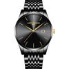 Men's Hong Kong-Style Ultra-Thin Quartz Wristwatch with Steel Band and Calendar