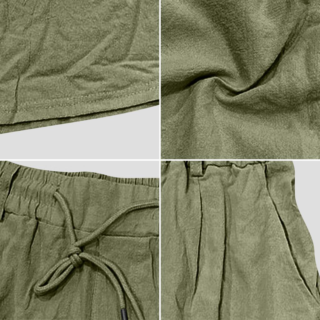 Men's Casual Loose Fit Linen Shorts with Elastic Waistband Drawstring and Pockets for Daily Commute Sport Beachwear