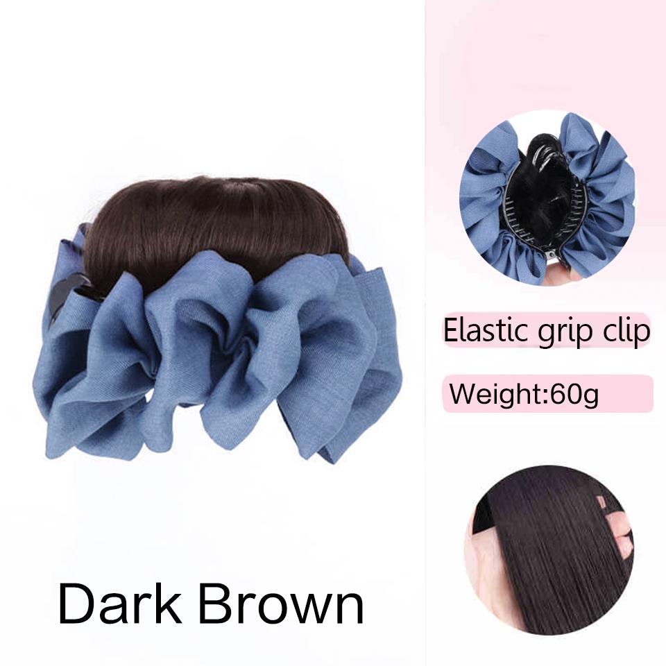Synthetic Bow Hair Clip Chignon Messy Bun Claw Clip in Hair Piece Wavy Curly Hair Bun Ponytail Extensions Scrunchie Hairpieces for Women
