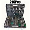 216-Piece Professional Socket Set - 1/2" 3/8" 1/4" Drive SAE & Metric, 72-Tooth Ratchet for Automotive & Home Repair