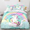 Unicorn Duvet Cover King Queen Cute White Cartoon Animal Bedding Set Children Boys Girl Western Fairy Tale Polyester Quilt Cover