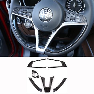 ABS Carbon Fiber Style Car Steering Wheel Cover Trim For Alfa Romeo Giulia 2017 2018  Interior Accessories