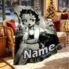 Custom Name Personalized Betty Boop Print Blanket, Home Decor, Bedroom, Sofa, Camping, Couch, Gifts for Birthday Christmas