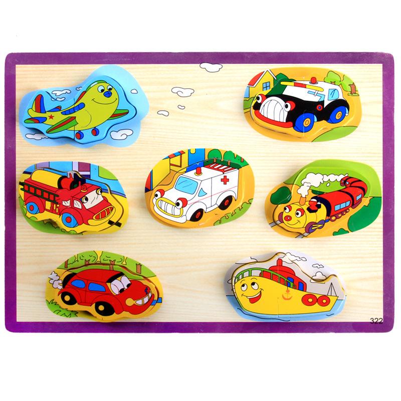Children's Cartoon Three-Dimensional Puzzle Dinosaur Animal Traffic Shape Pairing Puzzle Toy Gift