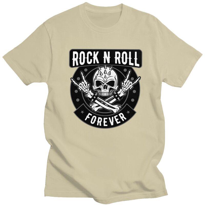 Custom Heavy Metal Rock N Roll Skull Tshirt for Men Short Sleeve T Shirt Cool Tshirts Slim Fit 100 Cotton Tee Gift