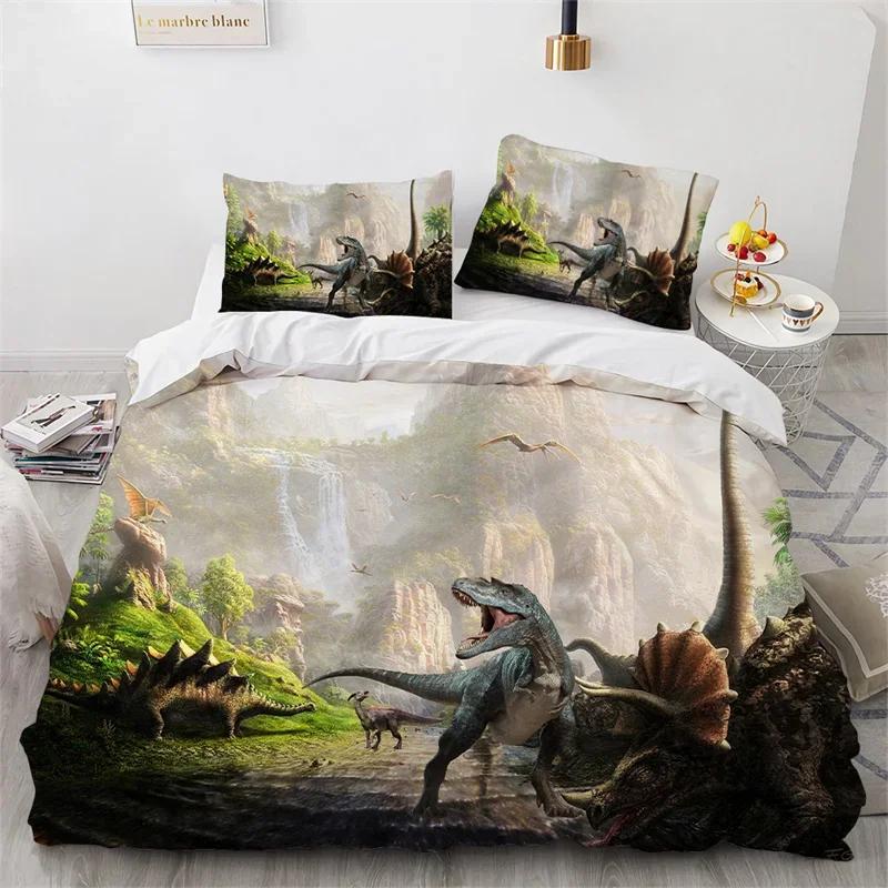 3D Dinosaur Duvet Cover Jurassic Animal Bedding Set Microfiber Comforter Cover King Full For Boys Teens Home Decor Birthday Gift