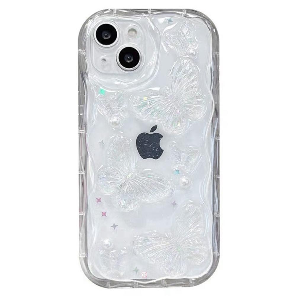 For iPhone 13 Case Pearl Butterfly Design Clear TPU Phone Cover