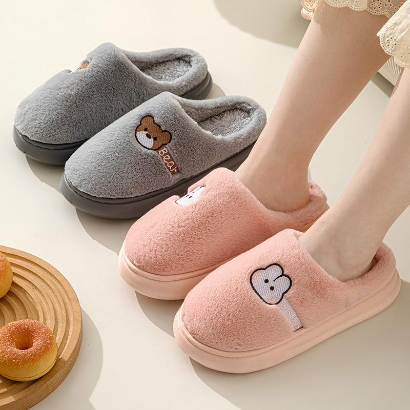 Autumn And Winter Cotton Slippers Women'S Home Home Couple Indoor And Outdoor Warm Thick-Soled Wool Slippers Men