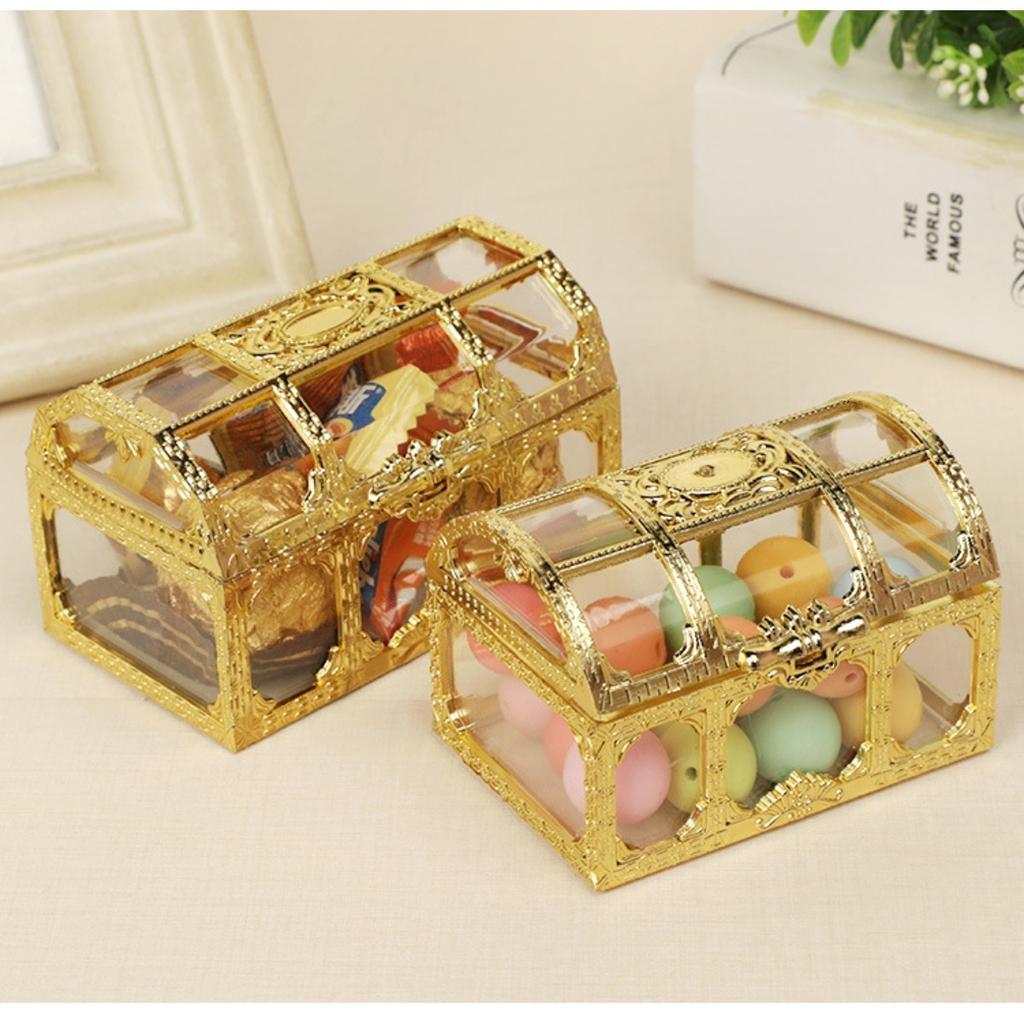 1 pièce Boîte à bonbons dorée ajourée style européen, Boîte d'invités de mariage créative, Argent