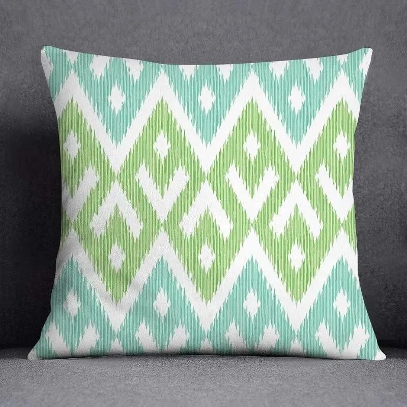 Office Living Room Home Pillowcase Geometric Dark Green Leaf Pillowcase Car Ornaments