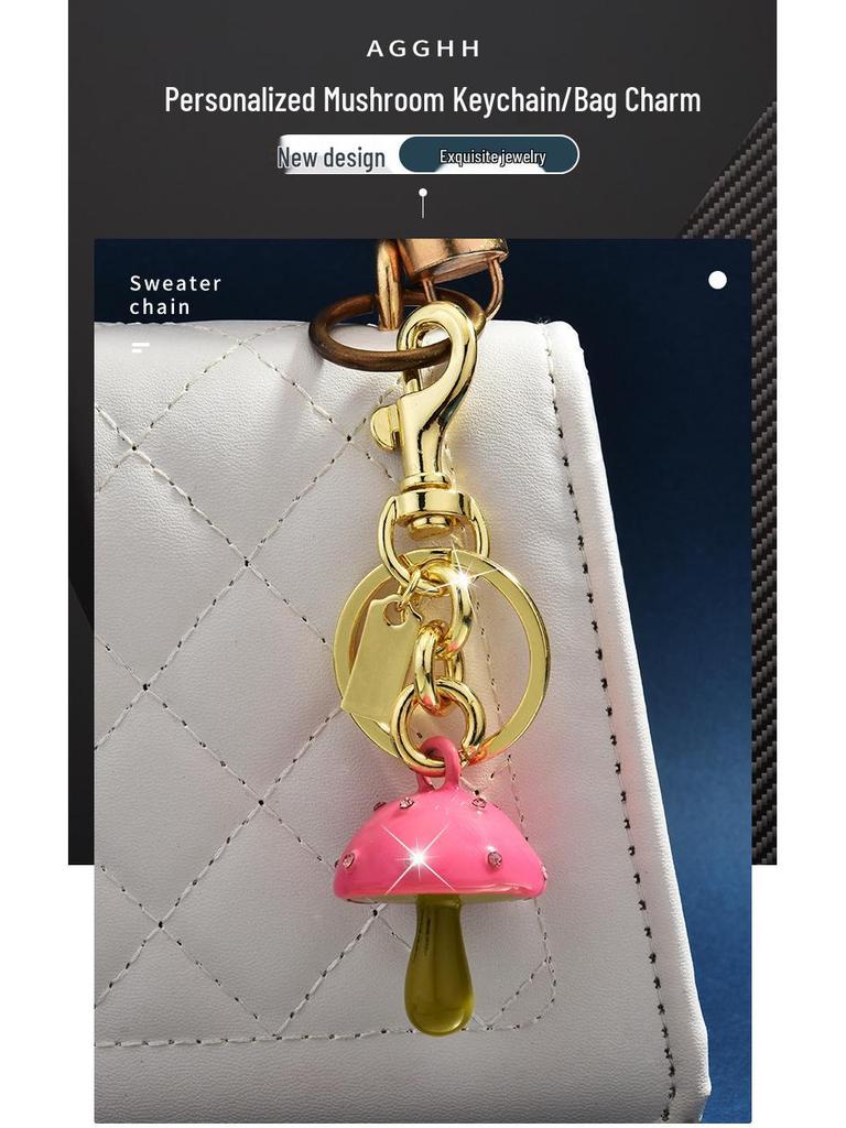 Colorful Cartoon Mushroom Keychain: Creative Bag Charm & Car Pendant