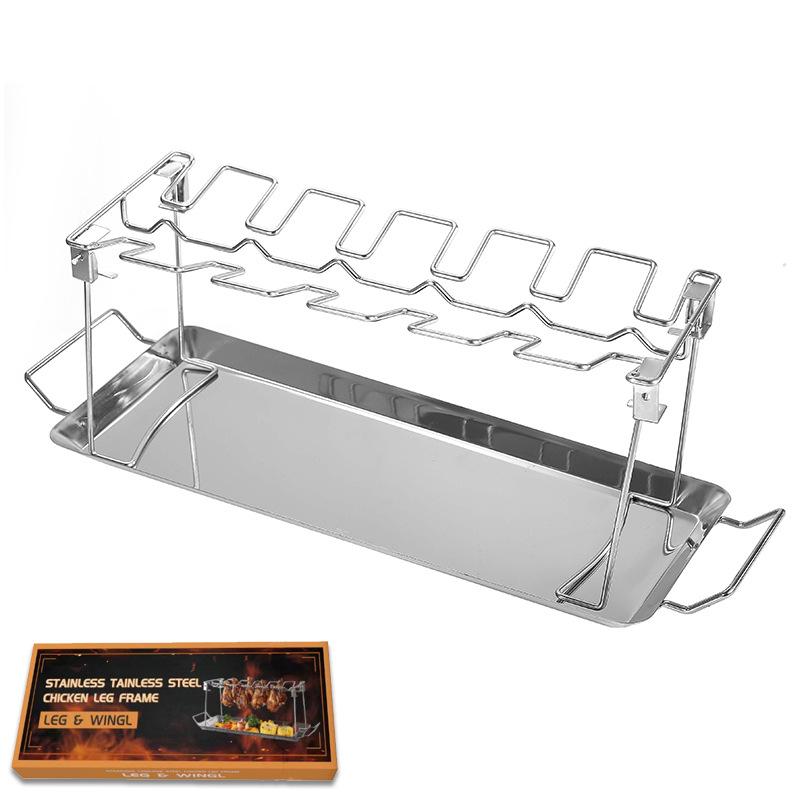 

Складной гриль из нержавеющей стали, держатель для курицы, стойка для гриля, подставка для жарки барбекю, антипригарное покрытие из нержавеющей стали