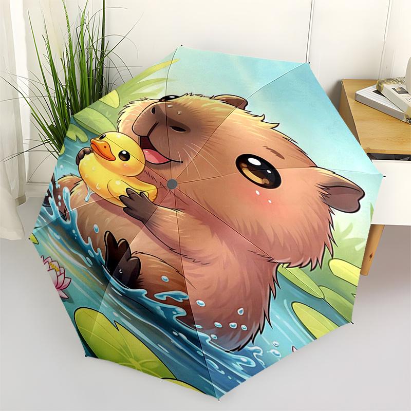 

Capybara Themed Travel Umbrella-8 Ribs Automatic Opening and Closing, Portable Folding Design, Compact and Stylish Umbrella Suitable for Out