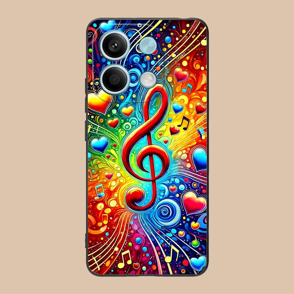 Musical Note Staff Mobile Phone Case for POCO M7 M6 M5 M4 M3 X7 X6 X5 X4 X3 Pro GT 5G Colorful Printing Cover Luxury Cellphones