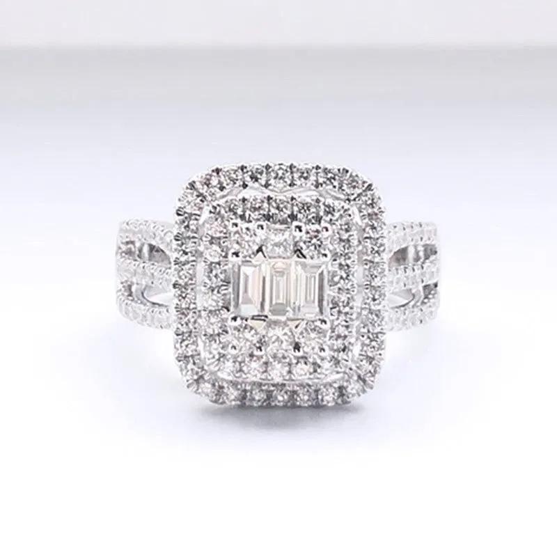 Ny Glitrende Firkantet Geometrisk Design Ringlys Luksus Personlig Mote Stil Forlovelses- og Bryllups Tilbehør