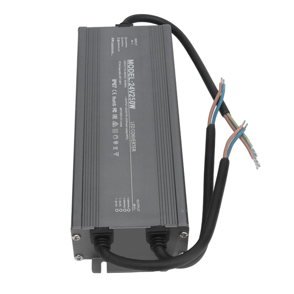 Waterproof Power Supply LED Driver Constant Voltage Power Supplies IP67 250W AC170‑265V24V 10.4A