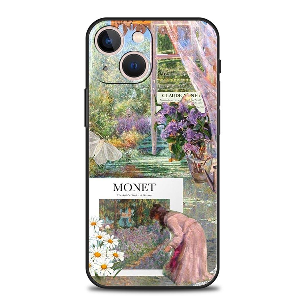 Claude Monet Art Phone Case For iPhone 17 16 15 Pro Max 11 12 13 14 7 8 Plus SE 2020 X XR XS Cover Soft Black