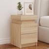 VidaXL Bedside Tables and LED Lights 2 Pcs, Bedside Cabinets with Storage, Bedroom Nightstands, Modern, Sonoma Oak 836754