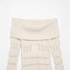 European and American style, new women's clothing, fashionable, versatile, cross-border European and American hollow off-the-shoulder knitted sweater