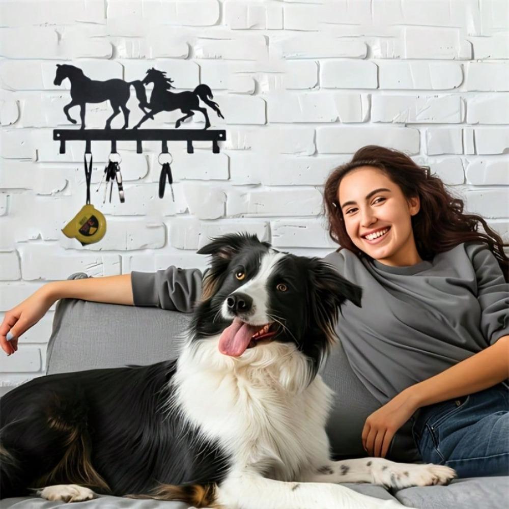 

1 шт. Двойной настенный крючок для лошади - металлический держатель для ключей и многофункциональная вешалка для пальто, шляп, сумок - идеально подходит для гостиных TY7132 чёрный