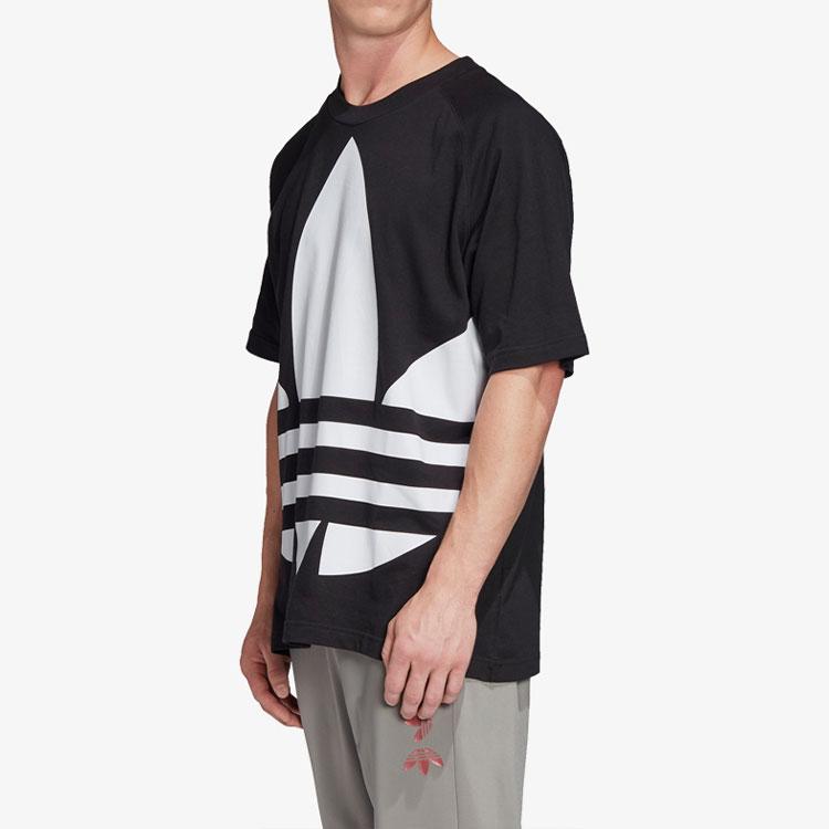 adidas Originals Big Trefoil Boxy T-shirt z nadrukiem oversize Męskie topy Czarny FM9904