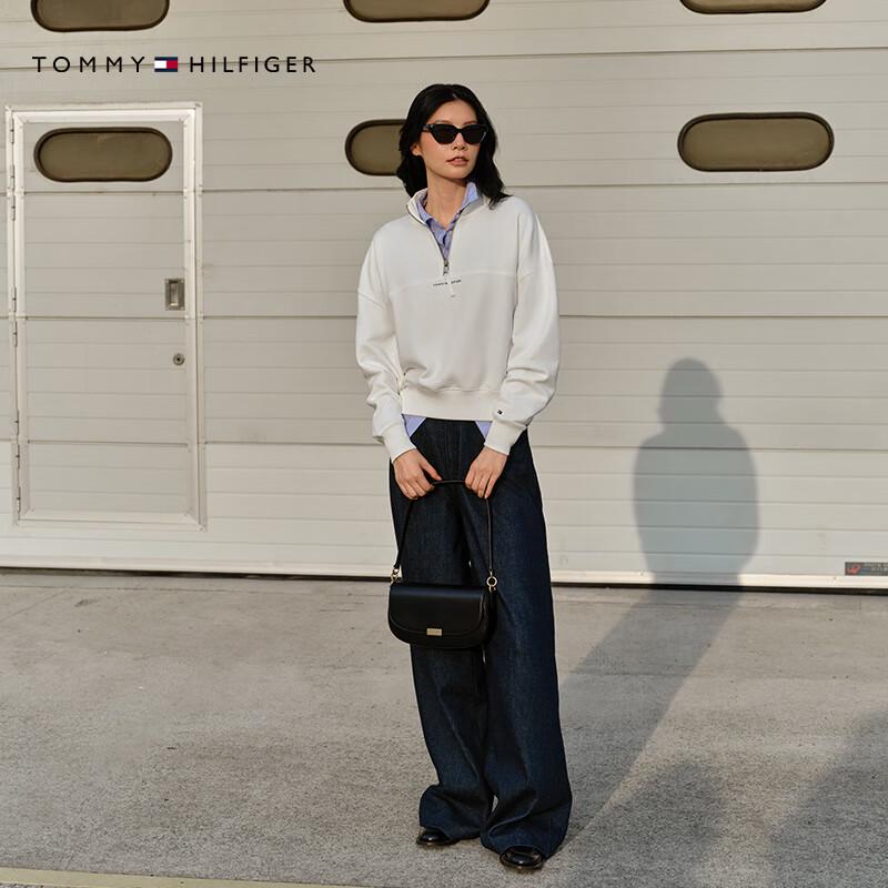 Tommy Hilfiger Women's Letter Print Half-Zip Stand Collar Sweatshirt