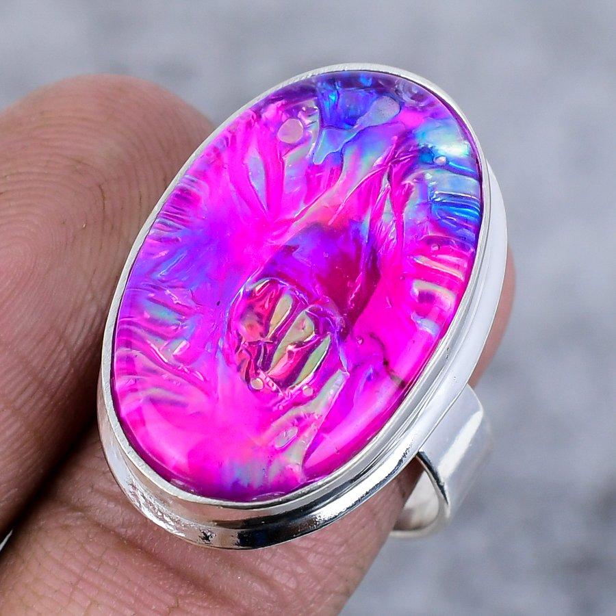 Rosa Triplett Opal Edelstein 925 Sterlingsilber Schmuck Ring Größe 9