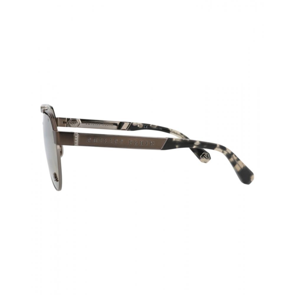 Philipp Plein Aviator Frame Acetate Sunglasses Gunmetal Brown