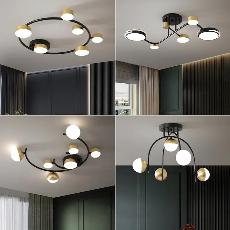 Modern LED Chandeliers For Living Room Kitchen Bedroom New Black Gold Frame Ceiling Hanging Lamp Dropshipping Indoor Lighting