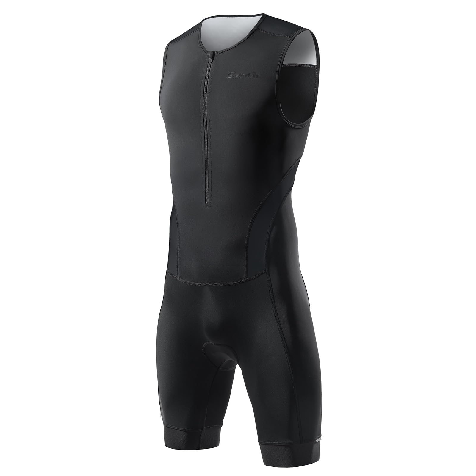 [Santic] Tri Suit Cycling Jersey Skinsuit Triathlon Jersey Road Bike Cycling Bicycle Swimming (Black XL)